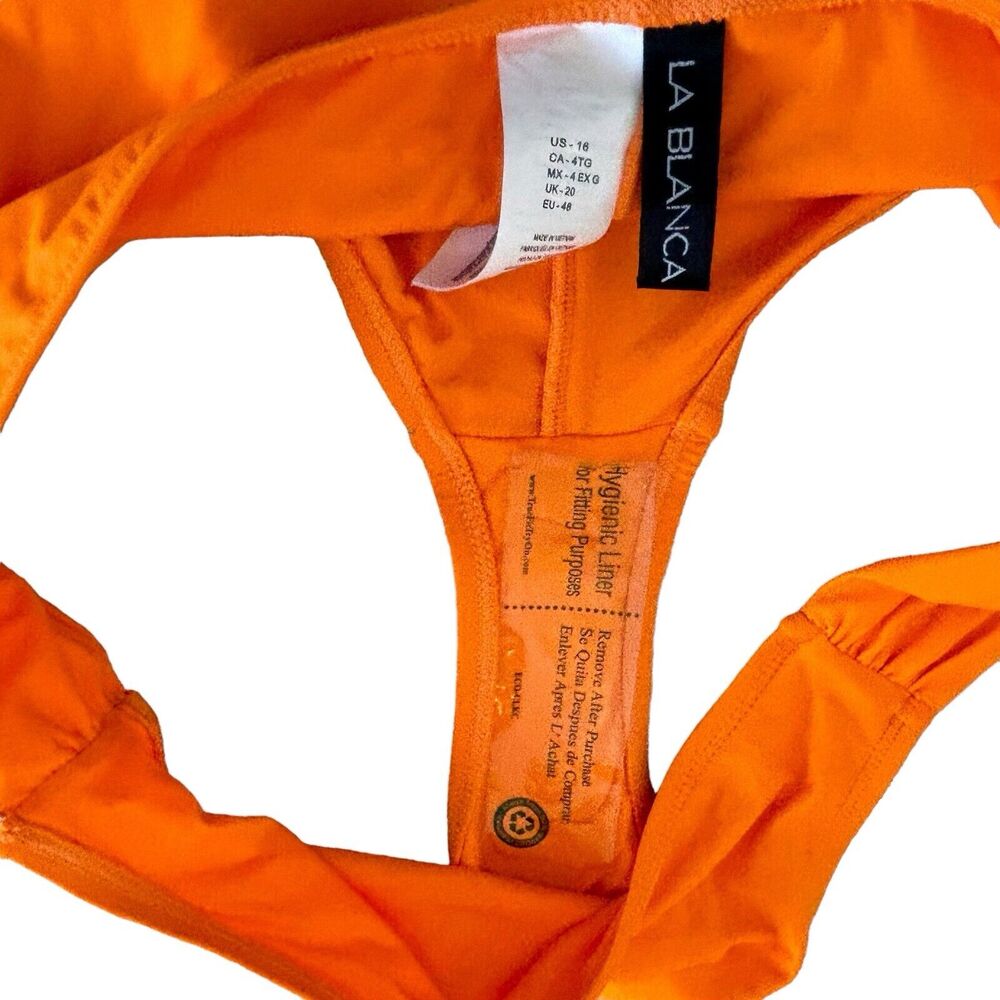 La Blanca Island Goddess Orange Shirred Hipster Bikini Bottom Size 16 NEW - Picture 7 of 9